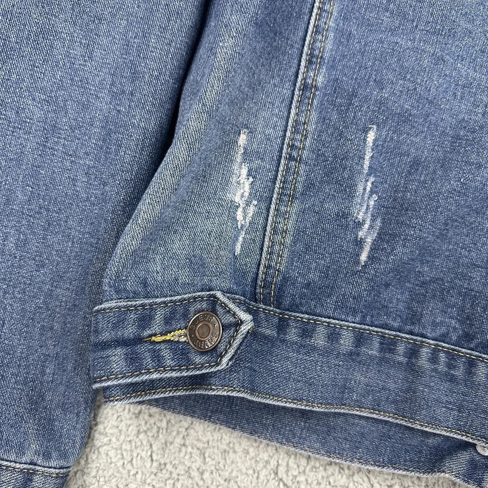 Guess Denim Jacket Youth Medium Blue Long Sleeve Button Up Jean Trucker